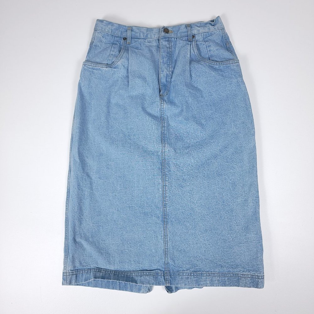 Liz Claiborne Light Blue Denim Midi Skirt